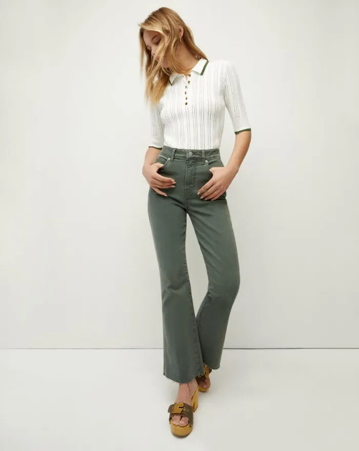 Jeans Shop Veronica Beard Carson KickFlare Jean Raw Hem Garden Topiary
