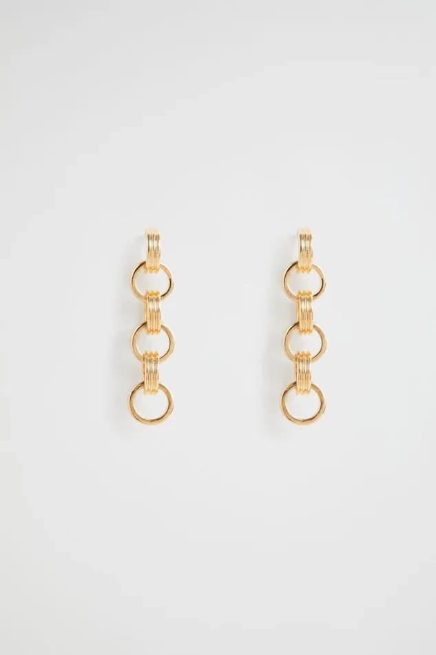 Jewellery Woman Seed Heritage Ridged Drop Earring Gold