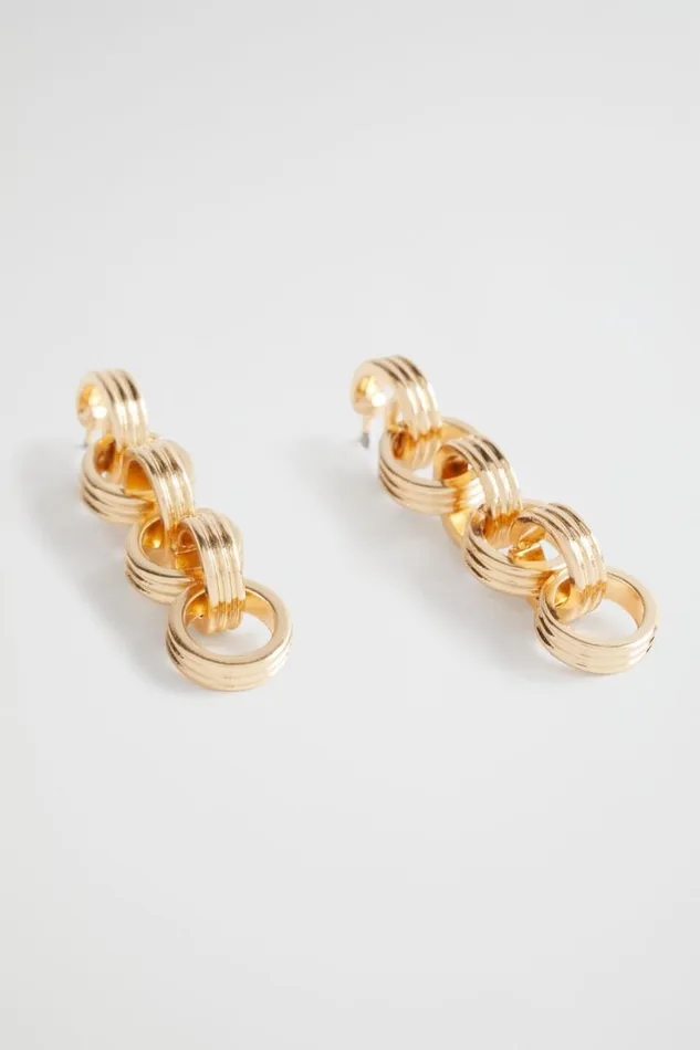 Jewellery Woman Seed Heritage Ridged Drop Earring Gold