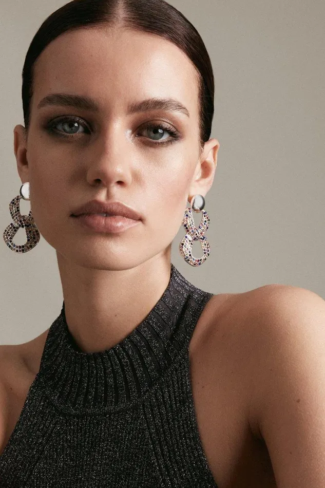 Jewellery Women Karen Millen Diamante Statement Drop Earrings Multi