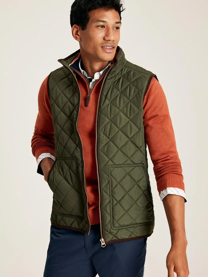 Joules Coats and Jackets Green Diamond Quilted Gilet 8211 Men