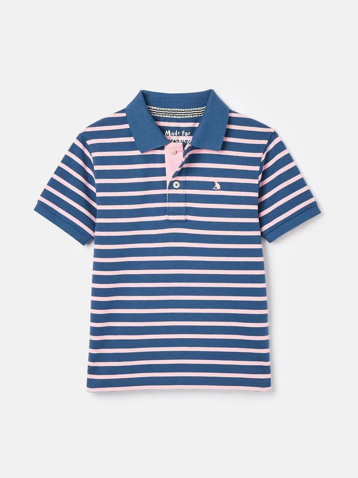Joules Polo Shirts Pink Striped Pique Cotton Polo Shirt 8211 Boys