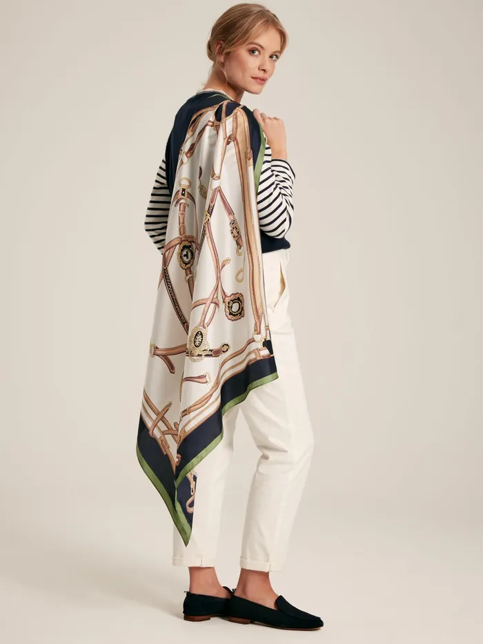Joules Scarves Cream Square Silk Scarf 8211 Women
