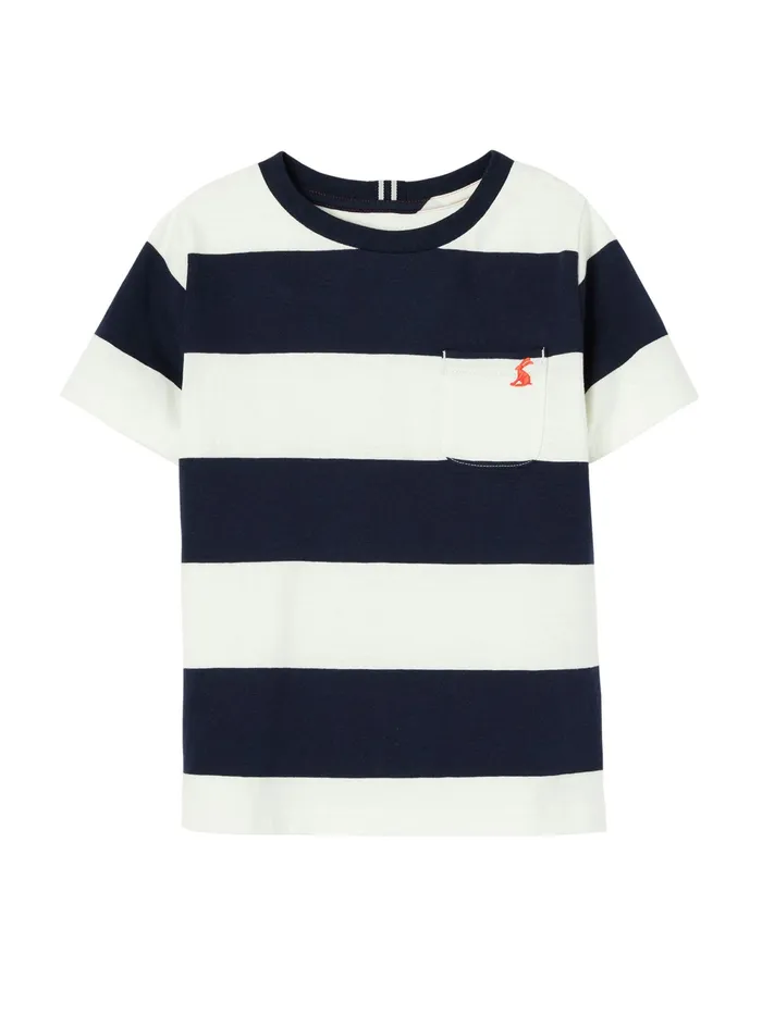 Joules Tops and Tshirts Blue Laundered Stripe Short Sleeve TShirt 212 Years 8211 Boys