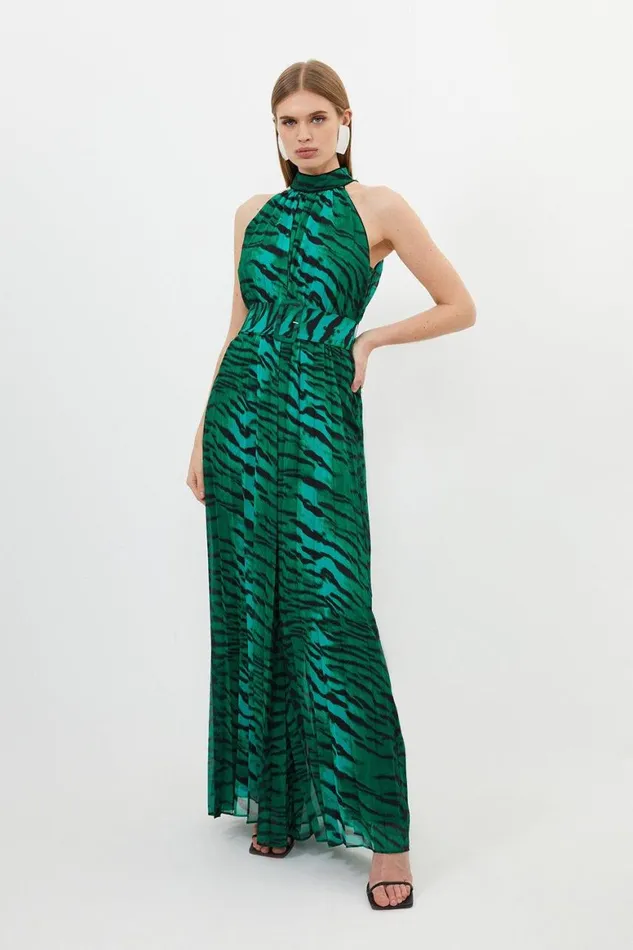 Jumpsuits Women Karen Millen Petite Wild Tiger Printed Georgette Woven Jumpsuit Green Jumpsuits Women Karen Millen Petite Wild Tiger Printed Georgette Woven Jumpsuit Green