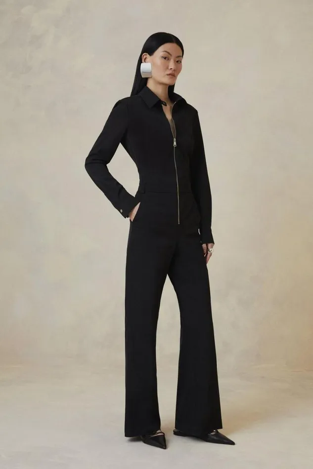 Jumpsuits Women Karen Millen The Founder Italian Technical Stretch Tailored Jumpsuit Black Jumpsuits Women Karen Millen The Founder Italian Technical Stretch Tailored Jumpsuit Black