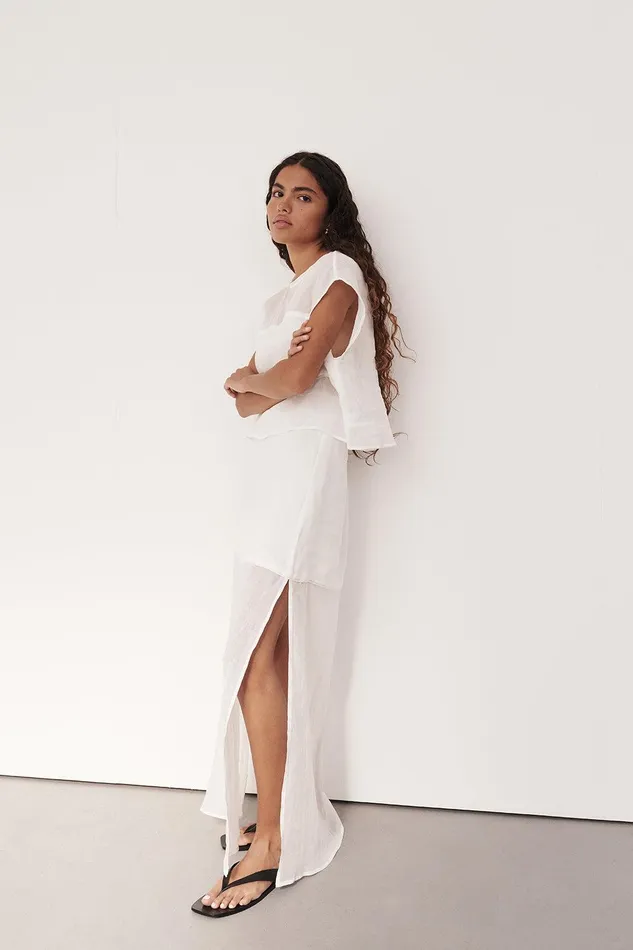 KAI WHITE RAMIE MIDI SKIRT Women DISSH Midi