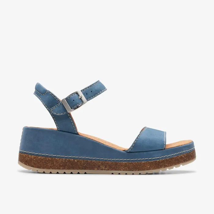 Kassanda Lily Blue Nubuck Women Clarks Sandals and Flip Flops