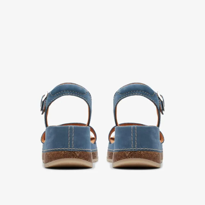 Kassanda Lily Blue Nubuck Women Clarks Sandals and Flip Flops