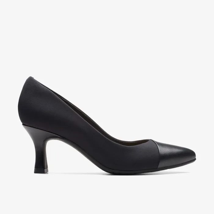 Kataleyna Rose Black Leather Women Clarks Heels and Pumps