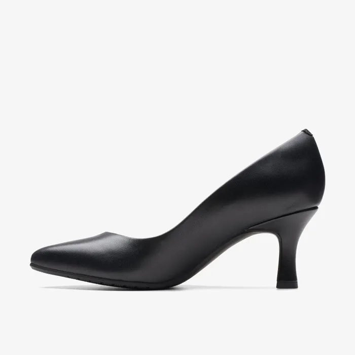 Kataleyna Rose Black Leather Women Clarks Heels and Pumps