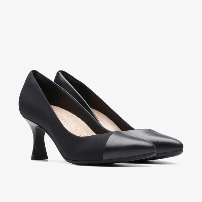 Kataleyna Rose Black Leather Women Clarks Heels and Pumps