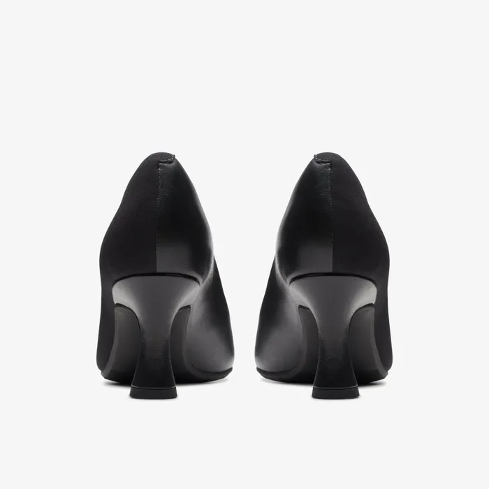 Kataleyna Rose Black Leather Women Clarks Heels and Pumps