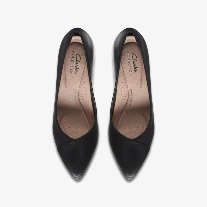 Kataleyna Rose Black Leather Women Clarks Heels and Pumps