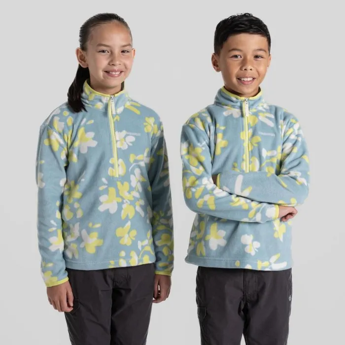 Kids Half Zip Fleece Craghoppers Kid039s Bachas Half Zip Fleece Sky Blue Print