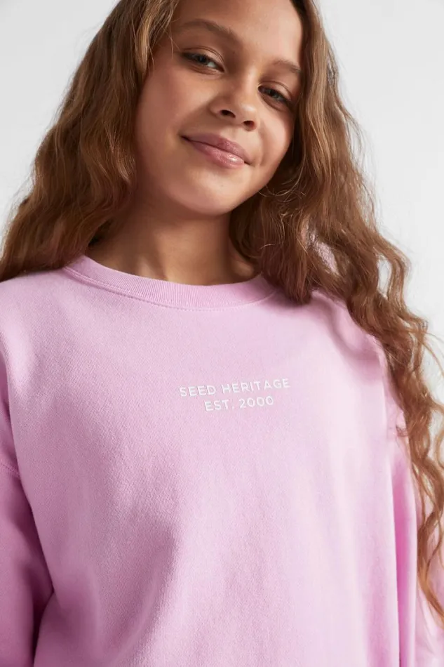 Knitwear and Sweaters Teen Girl Seed Heritage Core Relaxed Sweat Soft Orchid