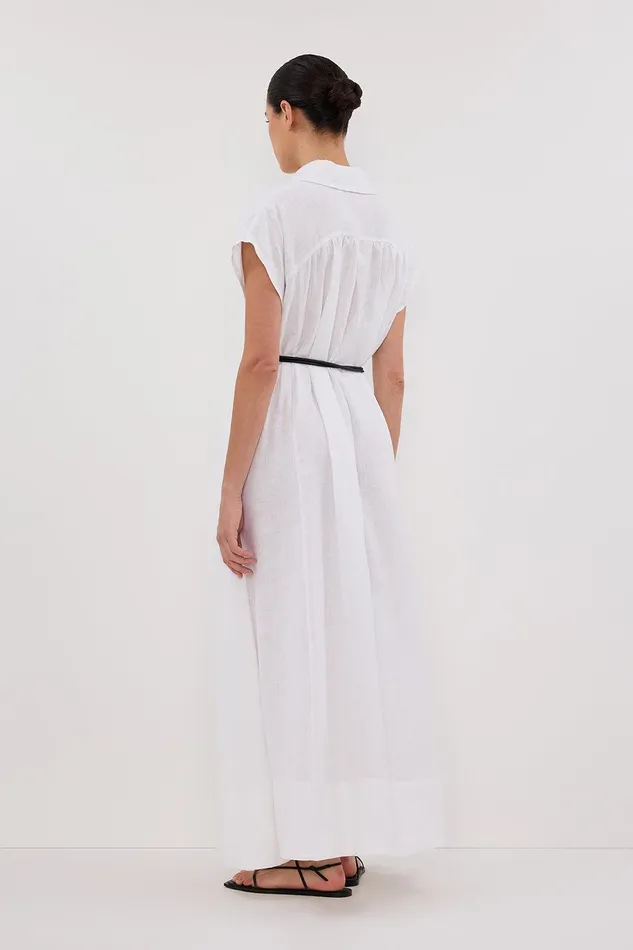 LANA WHITE LINEN MIDI SHIRT DRESS Women DISSH White Dresses