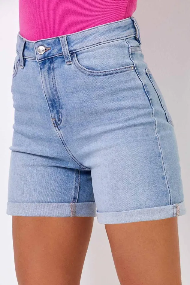 Light Denim Stretch Denim Mom Shorts Women Roman Shorts