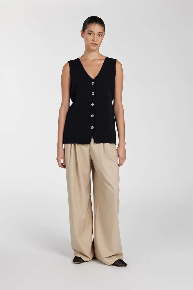 LISA BLACK TAILORED KNIT VEST Women DISSH Vests