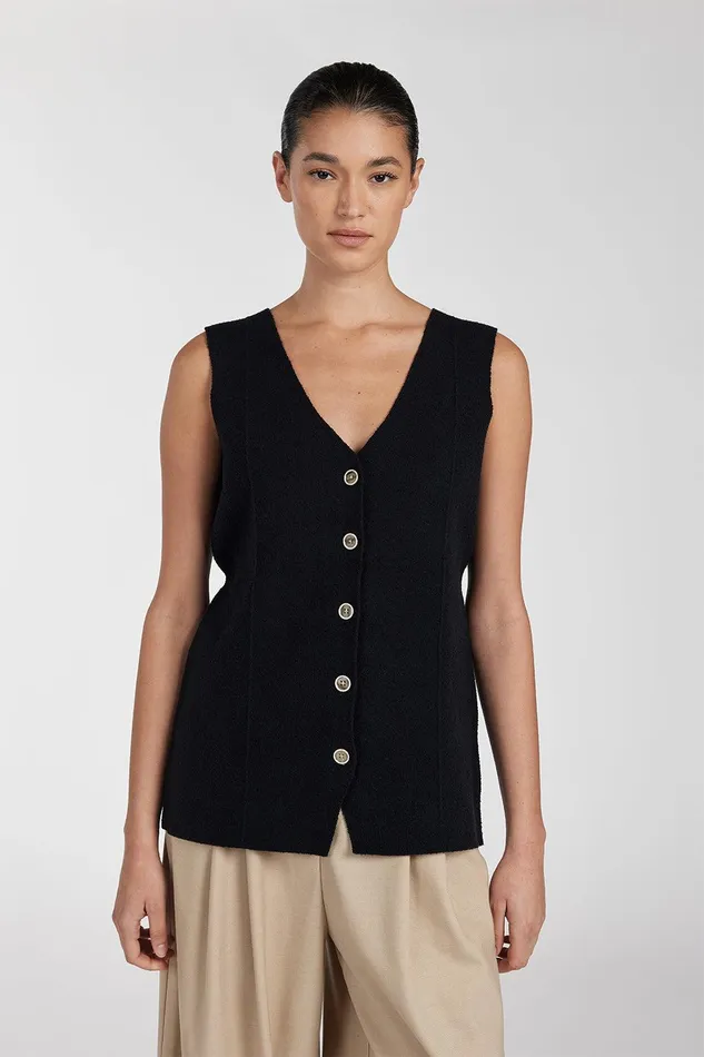 LISA BLACK TAILORED KNIT VEST Women DISSH Vests