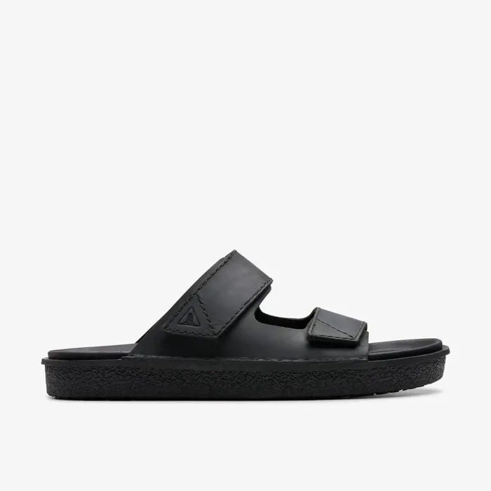 Litton Strap Black Leather Men Clarks Sandals and Flip Flops