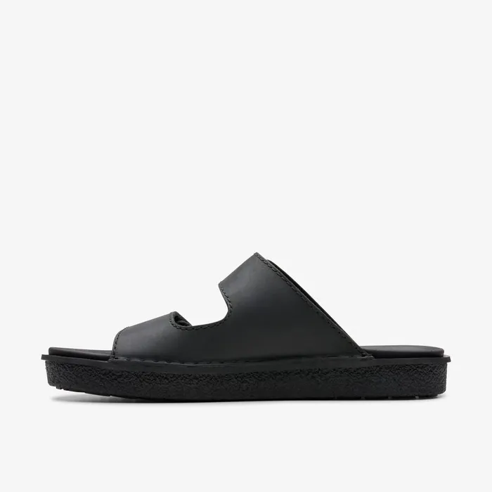 Litton Strap Black Leather Men Clarks Sandals and Flip Flops