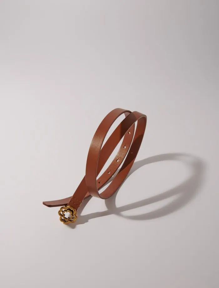 Maje Belts Womens Slim Clover Belt Camel Maje Belts Womens Slim Clover Belt Camel
