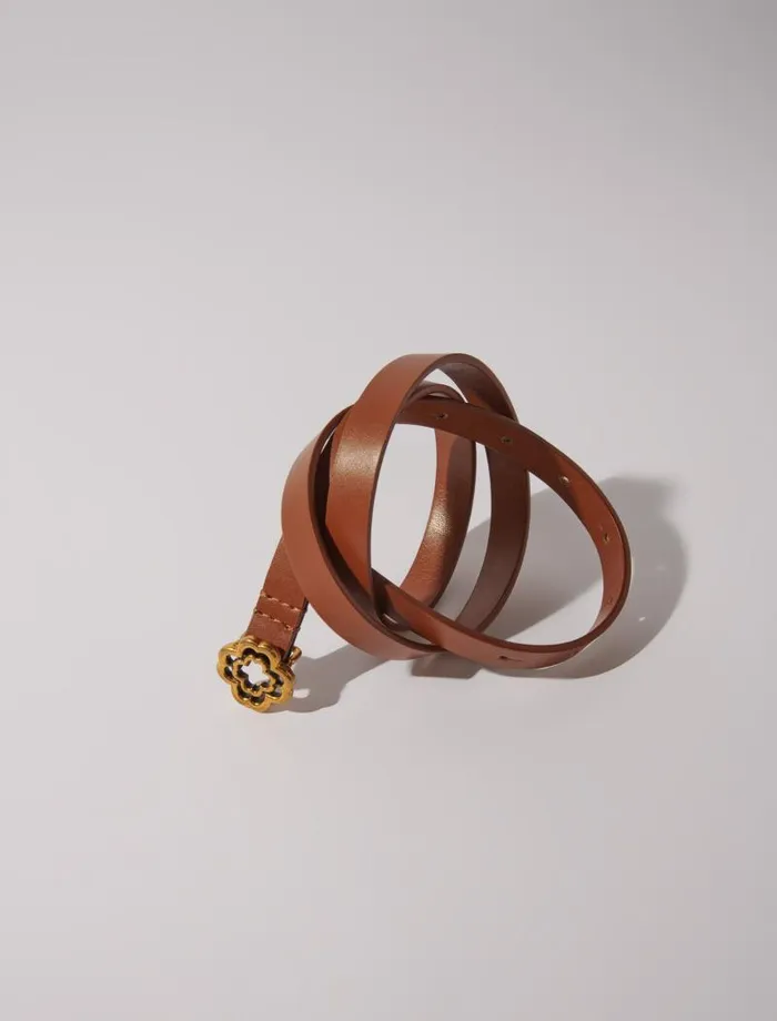 Maje Belts Womens Slim Clover Belt Camel Maje Belts Womens Slim Clover Belt Camel