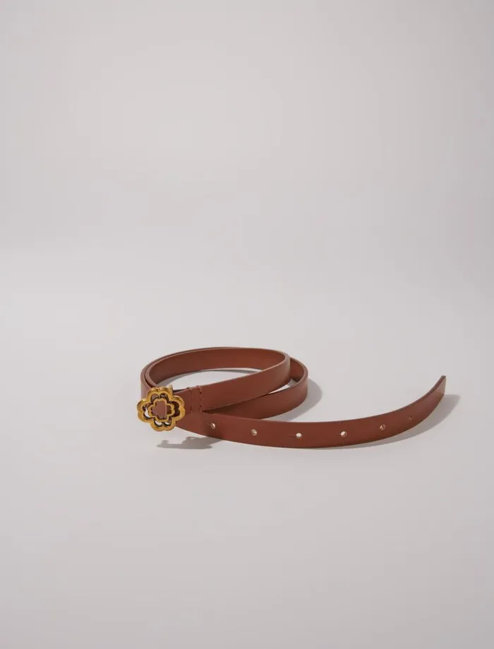 Maje Belts Womens Slim Clover Belt Camel Maje Belts Womens Slim Clover Belt Camel