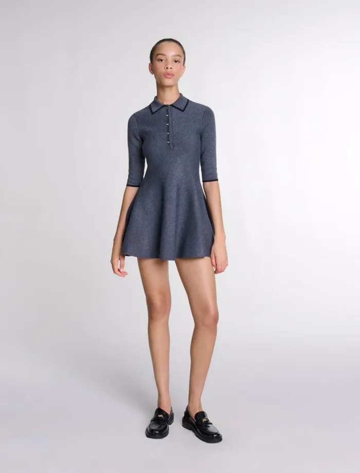 Maje Dresses Womens Short Knit Dress Anthracite
