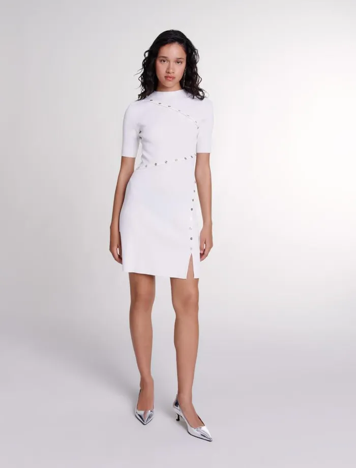 Maje Dresses Womens Short Knit Dress White