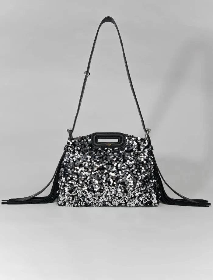 Maje Mini Bags Womens Sequin Mini Miss M Bag Black