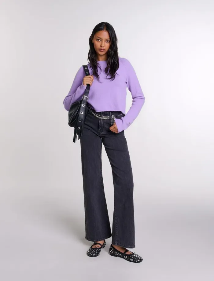 Maje Pants and Jeans Womens Black Belted Baggy Jeans Black