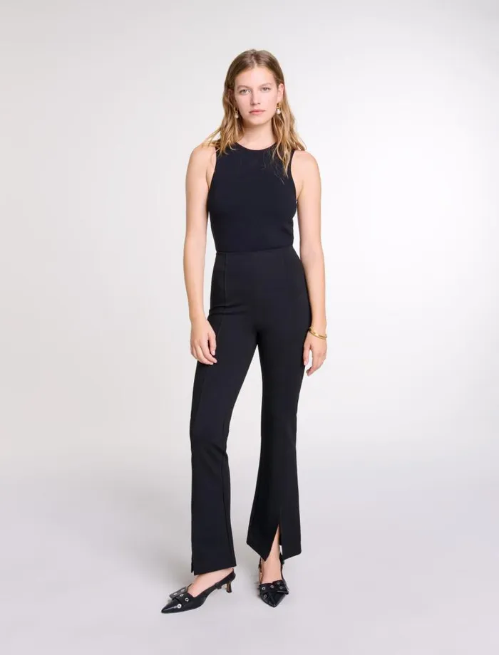 Maje Pants and Jeans Womens Slit Trousers Black