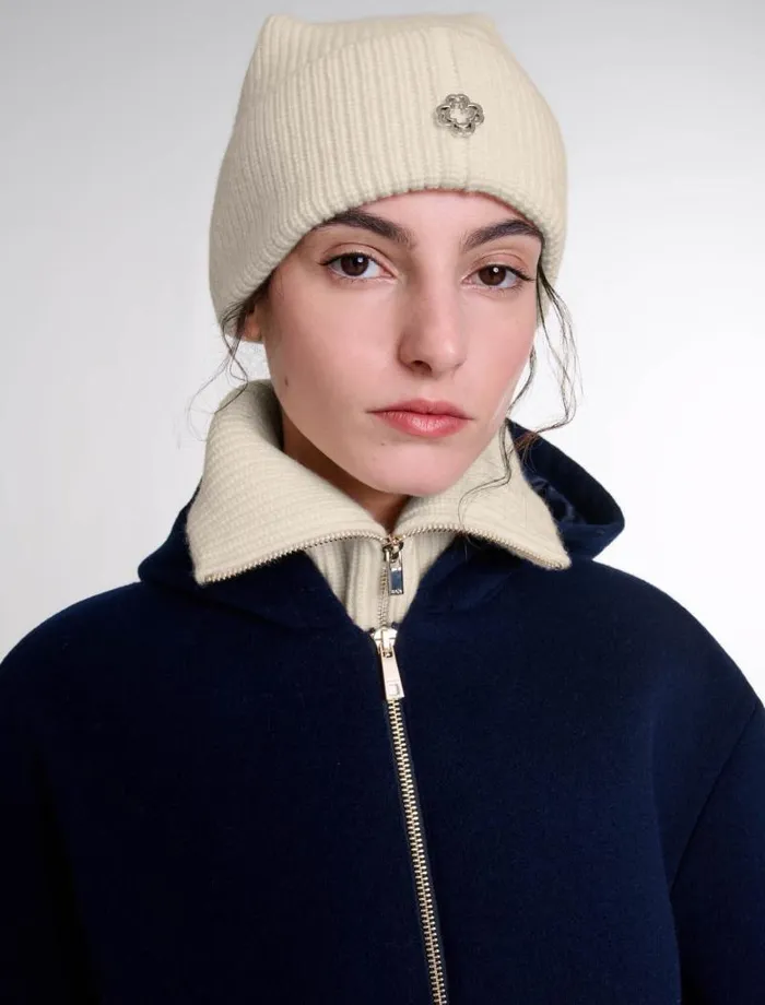 Maje Scarves and Ponchos Womens Cashmerewool Zipup Neck Warmer Ecru