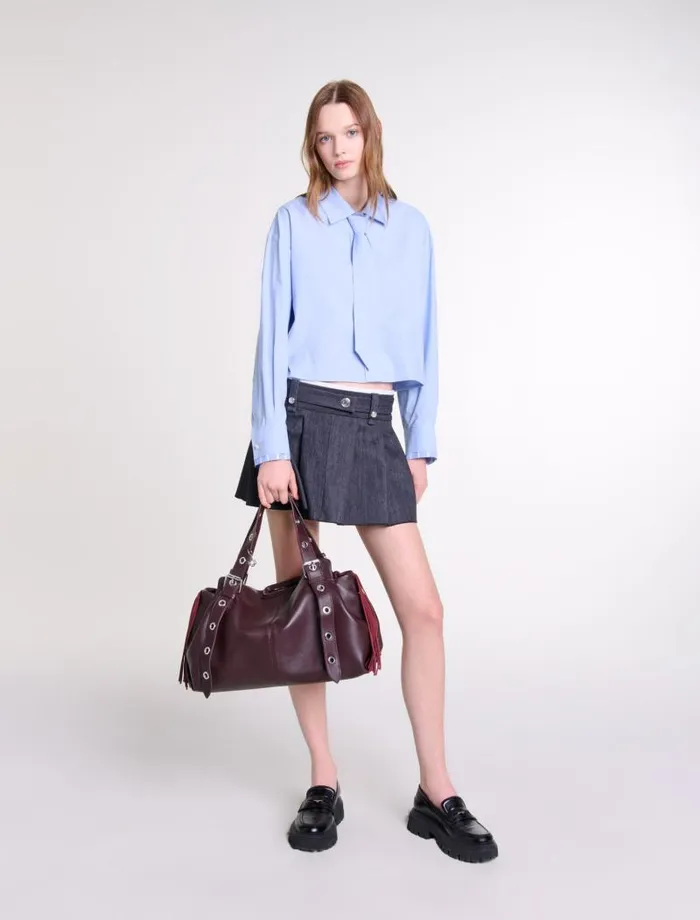 Maje Skirts and Shorts Womens Black Denimeffect Mini Skirt Black