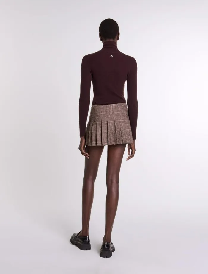Maje Skirts and Shorts Womens Short Pleated Skirt Brown Checks