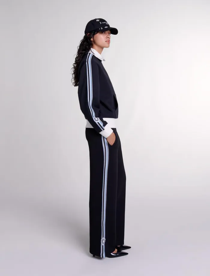 Maje Sweaters and Cardigans Womens Embroidered Tracksuit Jacket Black