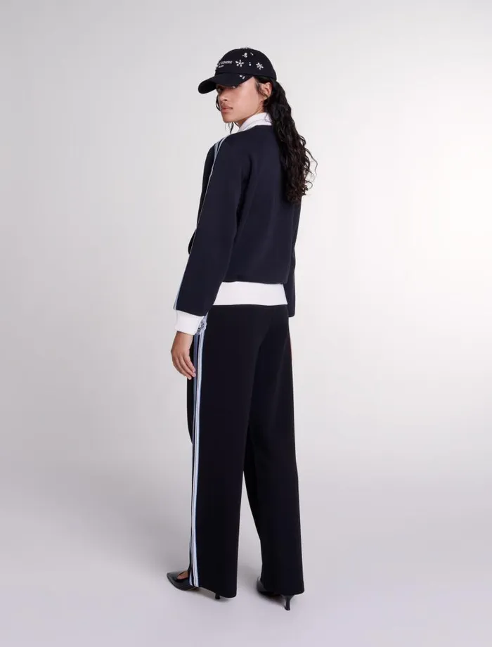 Maje Sweaters and Cardigans Womens Embroidered Tracksuit Jacket Black