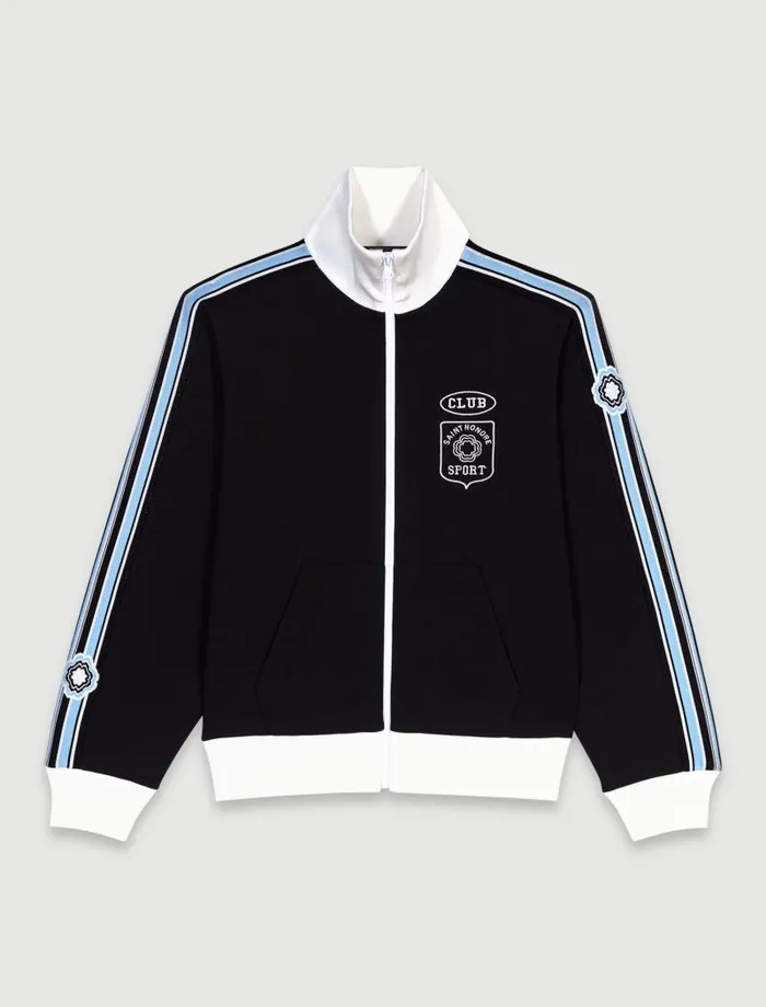 Maje Sweaters and Cardigans Womens Embroidered Tracksuit Jacket Black