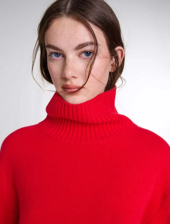 Maje Sweaters and Cardigans Womens Highneck Cashmere Jumper Red