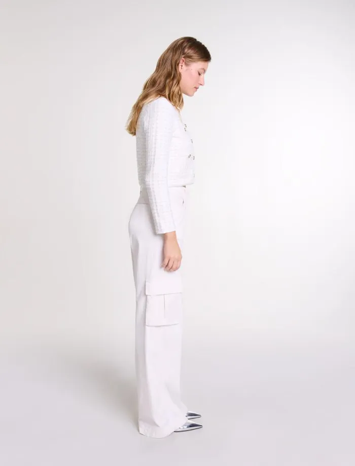 Maje Sweaters and Cardigans Womens Sequin Knit Cardigan Off White