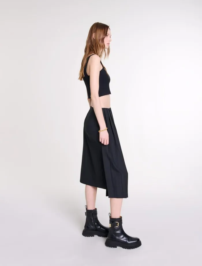 Maje Tops and Shirts Womens Knitted Crop Top With Straps Black Maje Tops and Shirts Womens Knitted Crop Top With Straps Black