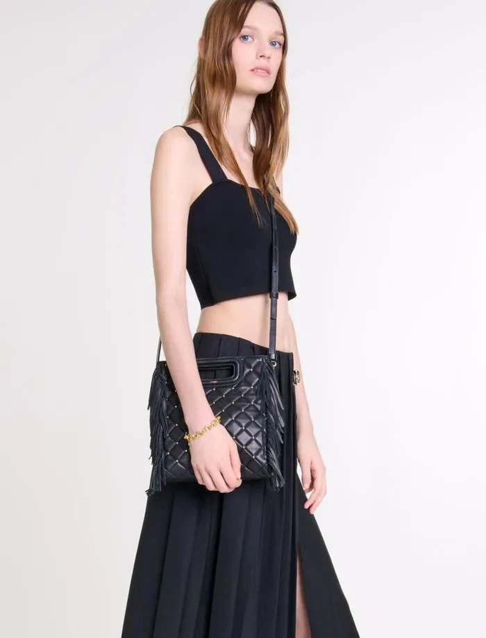 Maje Tops and Shirts Womens Knitted Crop Top With Straps Black Maje Tops and Shirts Womens Knitted Crop Top With Straps Black