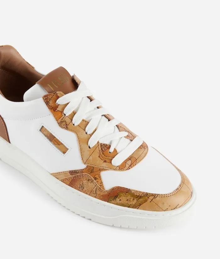 Man Sneakers and Ankle Boots Alviero Martini Smooth Leather Sneakers With Geo Classic Details White