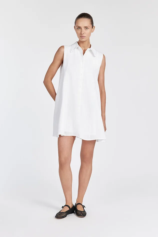 MARC WHITE LINEN SLEEVELESS DRESS Women DISSH White Dresses