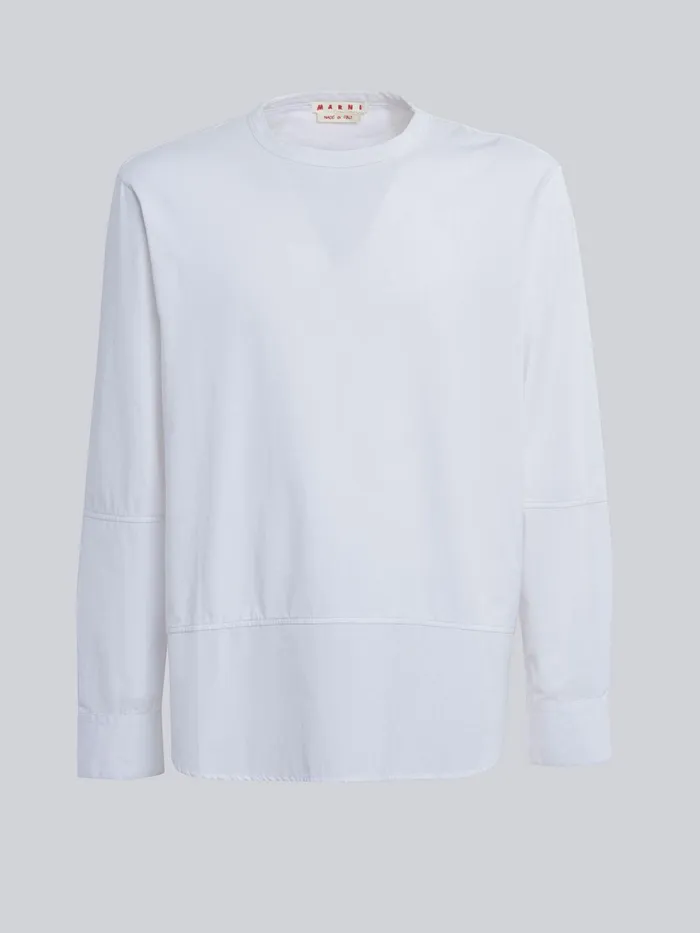 Marni Bio Cotton Jersey And Poplin Tshirt Lily White Mens Sweatshirts and Tshirts Marni Bio Cotton Jersey And Poplin Tshirt Lily White Mens Sweatshirts and Tshirts
