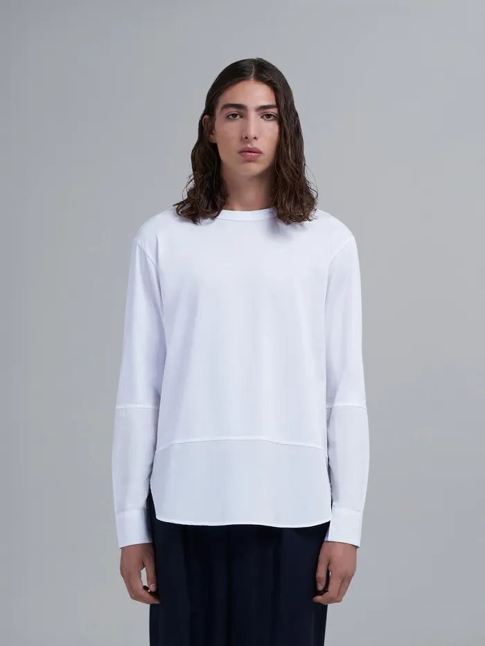 Marni Bio Cotton Jersey And Poplin Tshirt Lily White Mens Sweatshirts and Tshirts Marni Bio Cotton Jersey And Poplin Tshirt Lily White Mens Sweatshirts and Tshirts