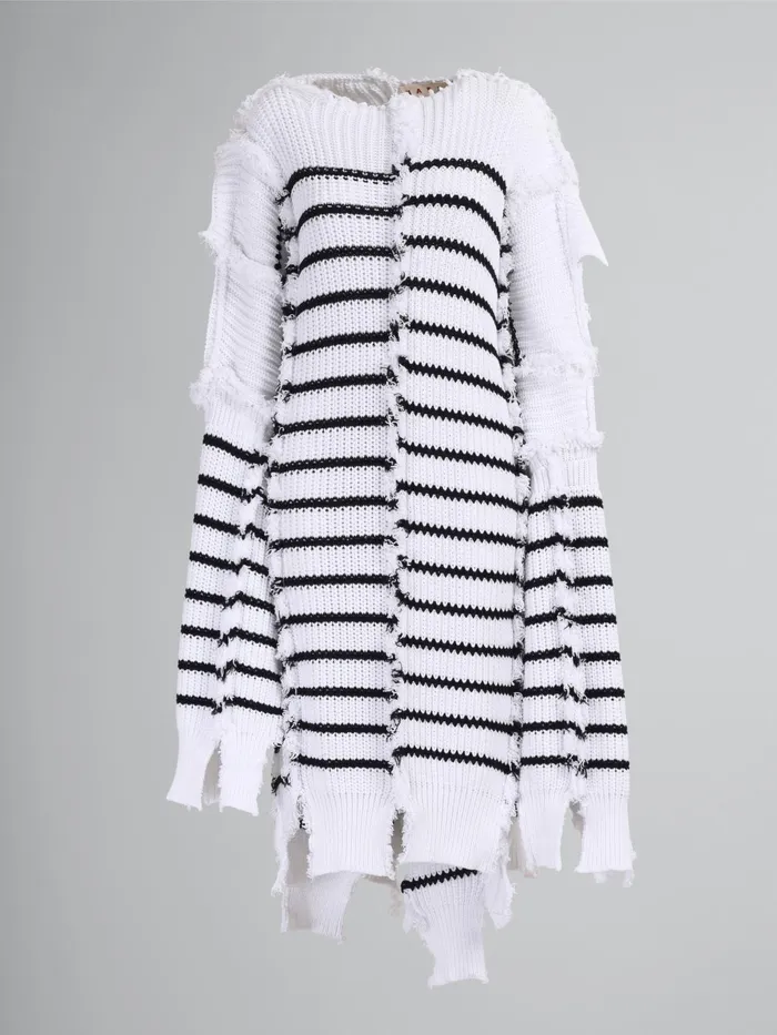 Marni Breton Stripes Cotton Cape Lily White Womens Coats and Jackets