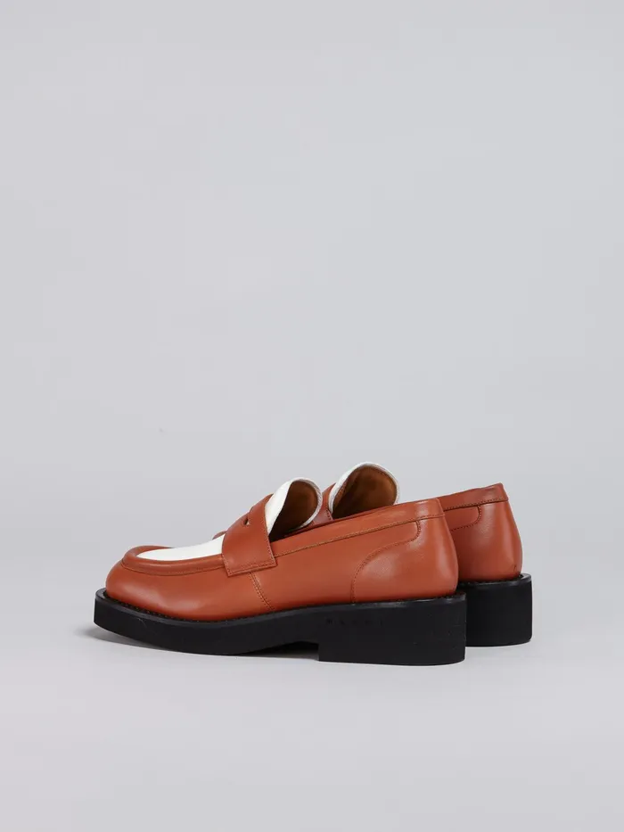 Marni Brown And White Leather Mocassin Rust Womens Flats Marni Brown And White Leather Mocassin Rust Womens Flats
